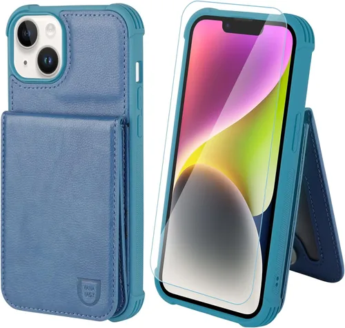 Vista 18 de VANAVAGY Funda tipo cartera compatible con iPhone 14 Pro Max para mujeres y hombres, de piel sintética, cierre magnético, con bloqueo RFID Negro
