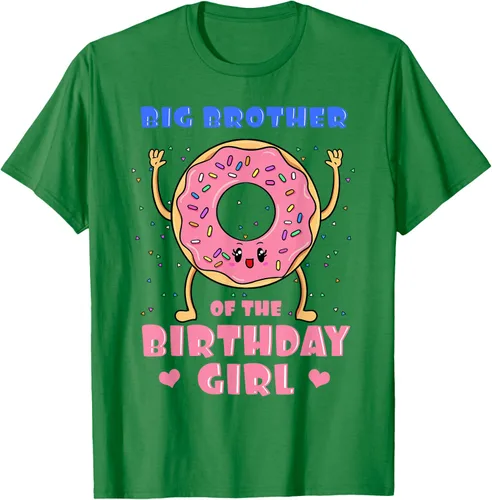Vista 5 de Big Brother Of The Birthday Girl Donut Bday Party Bro Sib Camiseta, Negro, S