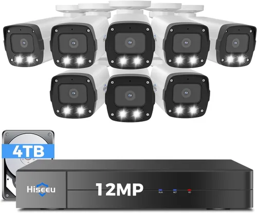 Vista 10 de Hiseeu Sistema de cámara PoE Secuirty de 6 MP, con 2 cámaras de seguridad con cable PoE de 5MP para exteriores e interiores, audio de 2 vías, visión