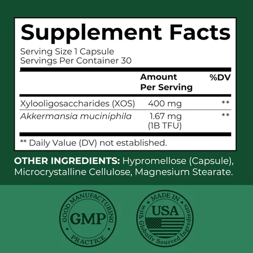 Vista 2 de Akkermansia Muciniphila Supplement With Prebiotics, 30 Capsules