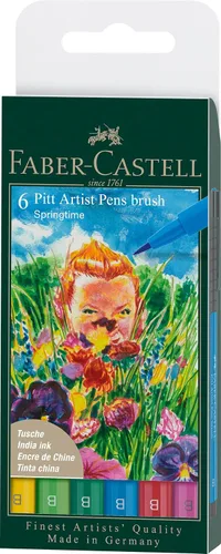 Vista 9 de Faber-Castell Art & Graphic Pitt Artist Pen Brush India Ink Pen, multicolor, caja de estudio de 60 unidades, para arte, manualidades, dibujo