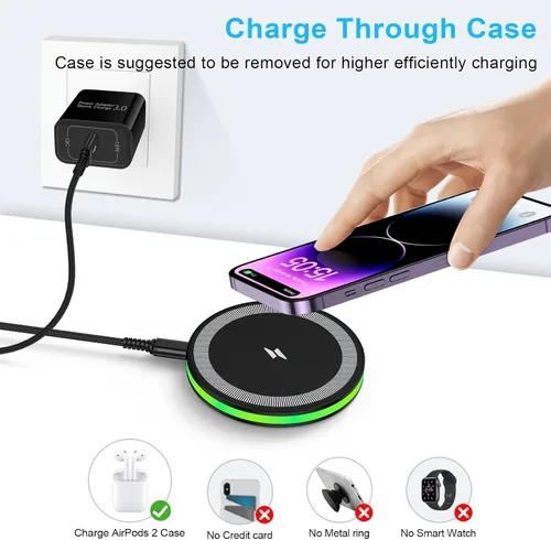 Vista 7 de Cargador inalámbrico Samsung Fast Wireless Charging Pads Teléfono celular Cargadores inalámbricos Cargador inalámbrico para 2 Pack para Android