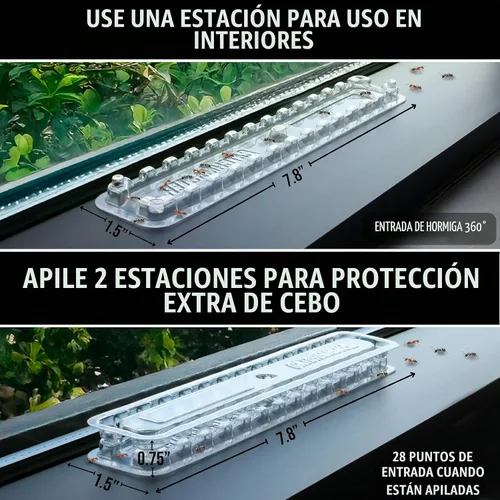 Vista 3 de Catchmaster Defiant - Trampas para hormigas reutilizables extra largas para interiores (paquete de 8), cebo no incluido - Estaciones de cebo
