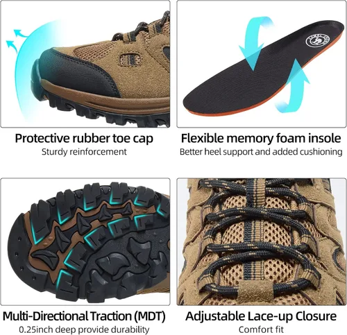 Vista 5 de CAMELSPORTS Zapatos de senderismo para hombre con parte superior baja, zapatos de senderismo para hombre, soporte de tobillo transpirable