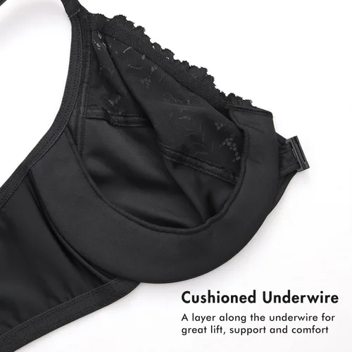 Vista 4 de DELIMIRA Women's Racerback Front Closure Plus Size Full Coverage Lace Underwire Unlined Support Bras