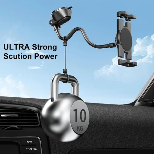 Vista 4 de Soporte para tablet para salpicadero de automóvil, soporte para iPad, cuello de cisne, parabrisas fuerte con ventosa para tabletas de 4.5 a 12.9