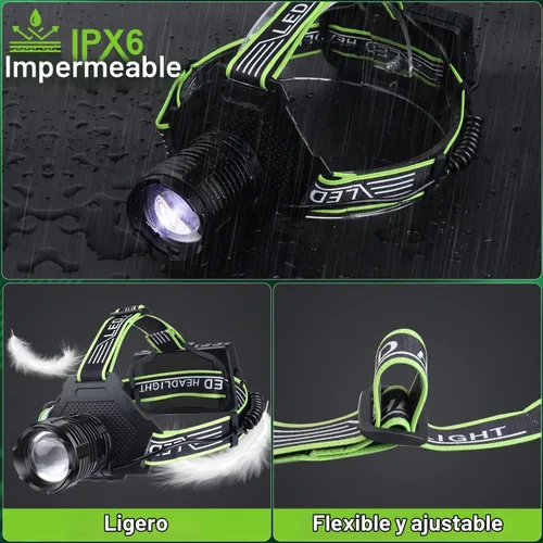 Vista 7 de Bud K Linterna frontal LED recargable, 1000 lúmenes, linterna frontal súper brillante con sensor de movimiento, 8 modos, ajustable a 135°, lámpara