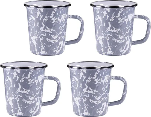 Vista 6 de Golden Rabbit Enamelware Latte Coffee or Tea Mugs, 16 ounce, Americana, Set of 4