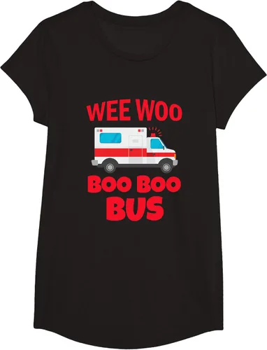 Vista 4 de Wee Woo Boo Boo Bus First Responder - Camiseta divertida de ambulancia, Negro, S