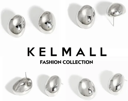 Vista 4 de KELMALL Chunky Gold Hoop Statement Earrings for Women, Thick 18K Gold Plated Open Hoop Lightweight 925 Sterling Silver Post