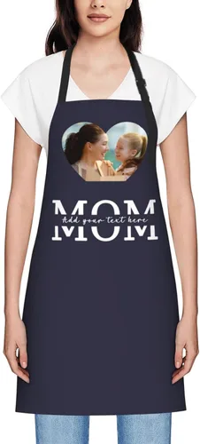 Vista 68 de Delantales personalizados para mujer, diseño de delantal de chef ajustable con nombre, textos, fotos, flores, regalos para el día de la madre