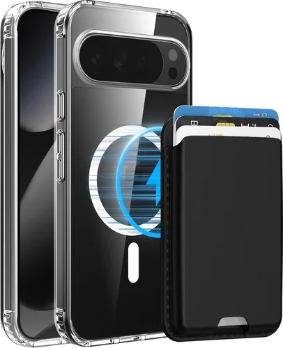 Vista 13 de Funda magnética para Google Pixel 9A con soporte para tarjetas, funda magnética desmontable, [compatible con MagSafe] a prueba de golpes con ranura