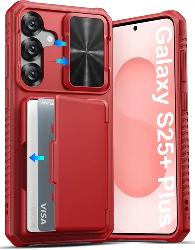 Vista 13 de ATATOO Funda tipo cartera para Samsung Galaxy S25, tarjetero integrado (3-5 tarjetas) [bloqueo RFID] y cubierta de cámara deslizante, protección