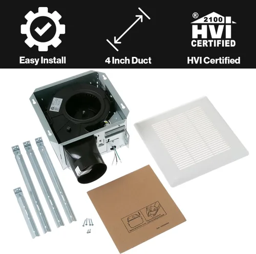 Vista 3 de Haier QVE801DTW 80 CFM 0.7 Sone Ventilador de escape montado en el techo con iluminación LED - Blanco