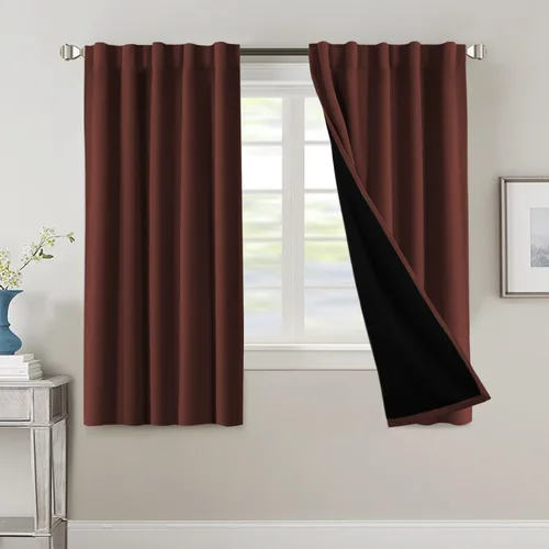 Vista 58 de H.VERSAILTEX Cortinas 100% opacas para dormitorio con forro negro, cortinas de oscurecimiento de habitación completa, con aislamiento térmico