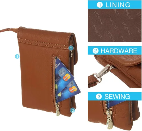 Vista 5 de MINICAT - Bolso cruzado para mujer pequeño bolsillos espaciosos para celular bolsa de mano para mujer