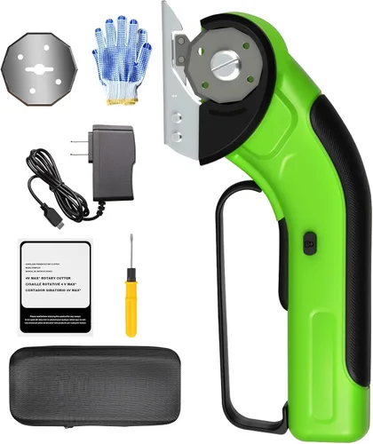 Vista 10 de ZFULVO Tijeras Eléctricas Inalámbricas Recargables con 2 Cuchillas y Bolsa de Almacenamiento, Potente Cortador Giratorio de Cajas de Cartón 3.7V