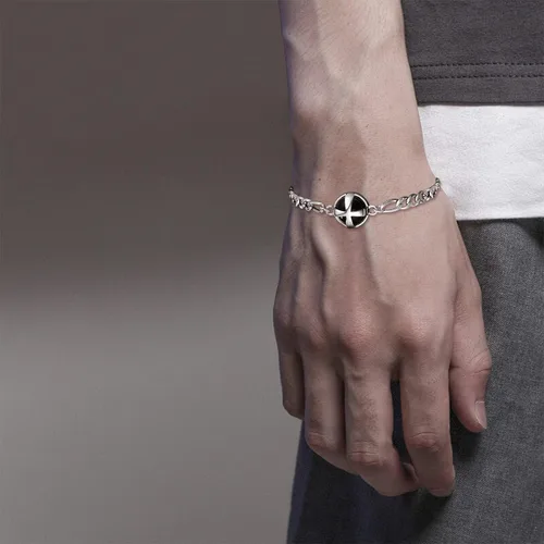 Vista 3 de ADMETUS 925 Sterling Silver Amulet Bracelet Cross Bracelet for Men with 72 Adjustable Chain