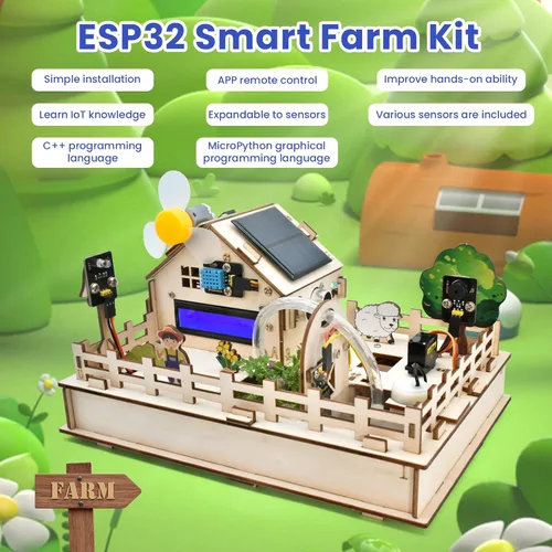 Vista 5 de KEYESTUDIO Kit de inicio inteligente de granja de control IoT para Arduino ESP32, kit de programación electrónica compatible con tutoriales en línea