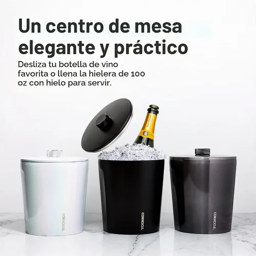 Vista 6 de Corkcicle Cubeta de hielo aislada con tapa, acero inoxidable, 100 onzas, crema para fiesta de jardín Crema para fiestas en el jardín