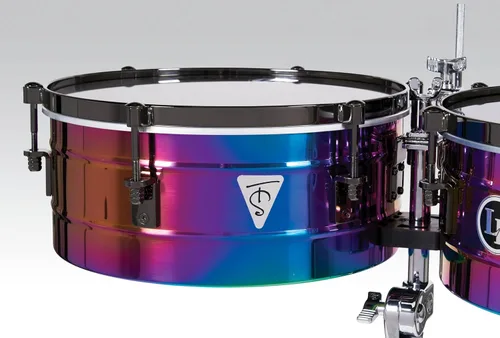 Vista 3 de Latin Percussion Tony Succar Signature Timbale - Rainbow Chrome - Hardware cromado negro