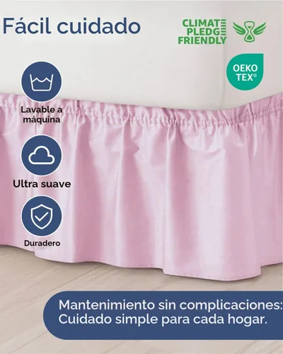 Vista 6 de CGK Falda de cama envolvente – dormitorio universitario – 24 pulgadas 32 - rosa claro