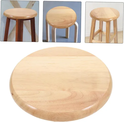 Vista 9 de SEWACC Taburetes de bar Taburete Silla de madera de repuesto Asiento de silla redonda Accesorio de asiento para metal s 29.5CM Paso plegable Madera