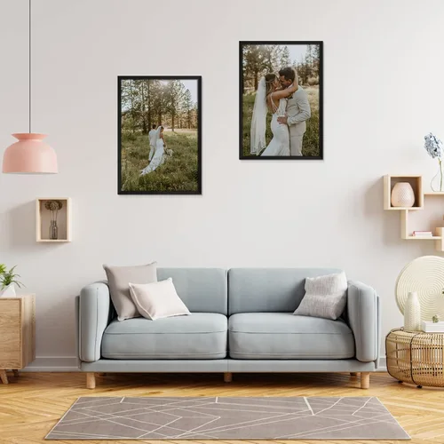 Vista 7 de Lyeasw Marcos para póster de 24 x 36 pulgadas, color negro, juego de 7 portarretratos grandes de 24 x 36 pulgadas para montaje en pared horizontal