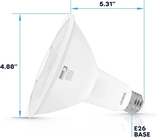 Vista 3 de LUXRITE PAR38 Foco LED de inundación, equivalente a 90 W, 5 colores seleccionables 2700K-5000K, 1200 lúmenes, 13 W, foco LED regulable