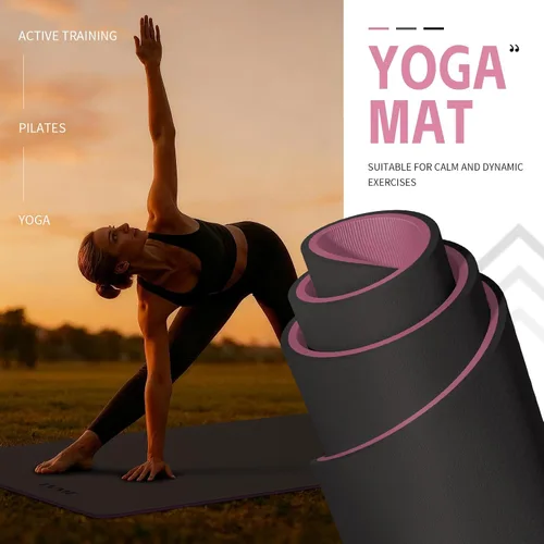 Vista 6 de Yoga Mat Non Slip, Anti-Tear 1/4" & 2/5" Thick TPE Yoga Mats for Women and Men, a stylish and practical dual-tone yoga mat.72"x24" Exercise &