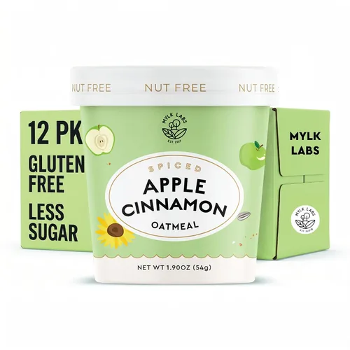 Vista 17 de Mylk Labs - Avena instantánea – Manzana – Sin nueces, sin gluten, alta fibra, alto en proteínas, desayuno bajo en azúcar, paquete de 6