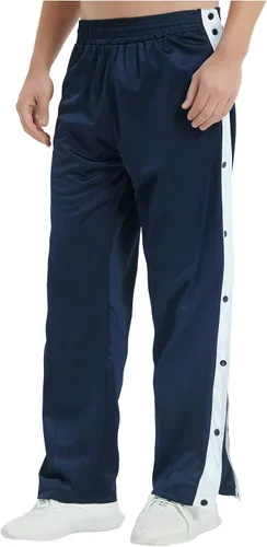 Vista 3 de THWEI Pantalones de baloncesto para hombre, informales, con abertura alta, botón a presión, pantalones deportivos para después de la cirugía