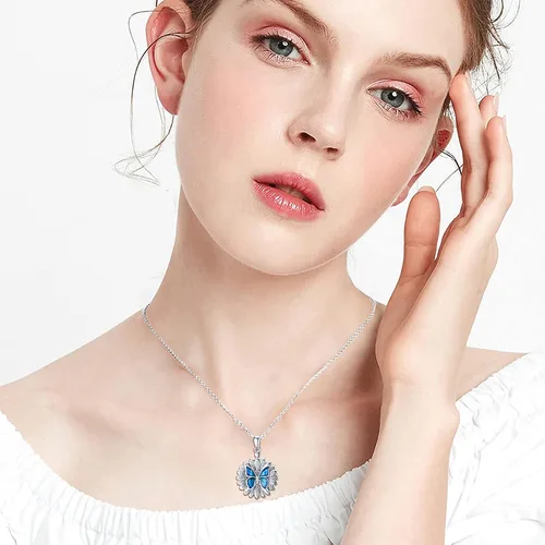 Vista 5 de SOULMEET Flower Cremation Jewelry for Ashes, SilverGold SunflowerButterfly Urn Necklace for Ashes, Cherish Memories Cremation Locket Jewelry