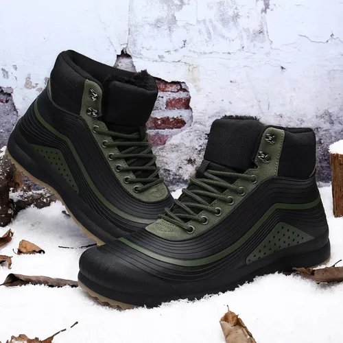 Vista 6 de ulogu Men's Snow BootsWaterproof Insulated Fur Lined BootiesLightweight Winter Shoes