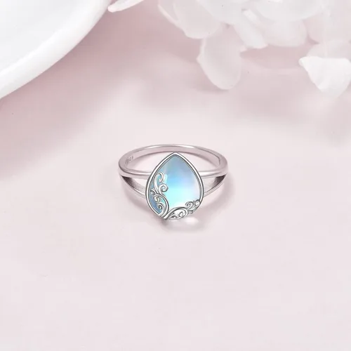 Vista 4 de POPLYKE Anillo de plata de ley con piedras preciosas de filigrana, regalo para mujeres, mamá, esposa