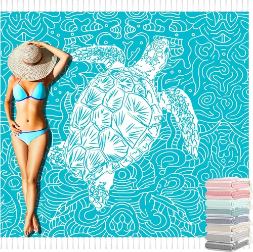 Vista 10 de Yongoes Toalla de Playa Turca de Gran Tamaño Manta de Algodón Gigante XL Toallas Resistentes a la Arena Enorme Lino XXL Extra Grande Grandes Mantas