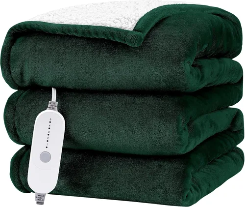 Vista 18 de Manta eléctrica térmica HYLEORY de 50"x60" de forro polar suave y franela con 5 niveles de calefacción y temporizador de 3 horas con apagado