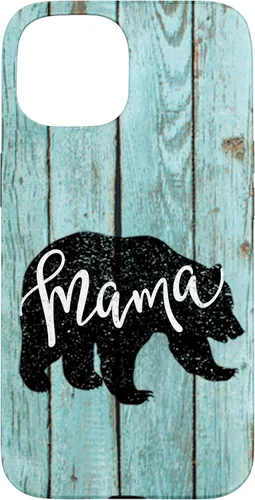 Vista 6 de Turquoise Woodgrain Rustic Farmhouse Shiplap Wood Mama Bear Case for iPhone 17