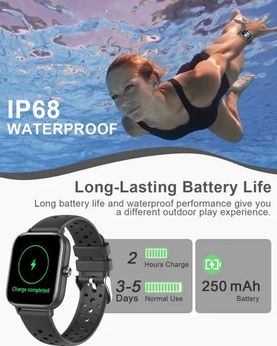 Vista 6 de Relojes inteligentes para hombres y mujeres Fitness: reloj de seguimiento de fitness con llamada Bluetooth 24/7, frecuencia cardíaca SpO2, monitor