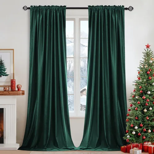 Vista 53 de MIULEE - Juego de 2 paneles de cortinas negro opacas y térmicas de terciopelo para la sala de estar y dormitorio, con bolsillo para cortinero, de 63