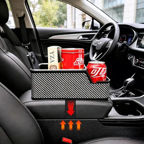 Vista 3 de Organizador de Asiento de Automóvil con Portavasos, Caja de Almacenamiento Extra para Reposabrazos de Automóvil, Organizador de Joroba del Piso