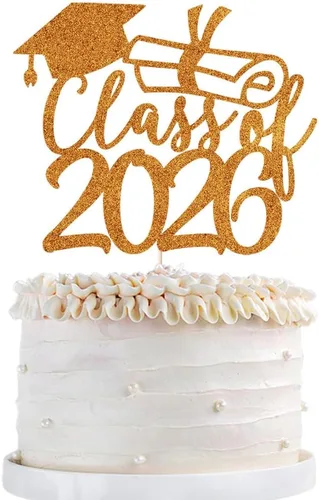 Vista 25 de Gold Class of 2025 - Decoración para tartas de graduación con purpurina para la clase de 2025, suministros de fiesta de graduación – Graduados