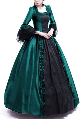Vista 2 de Vestido gótico vestidos florales vestidos de cuello cuadrado vestidos impresos invierno bola mujeres retro otoño vestido de mujer