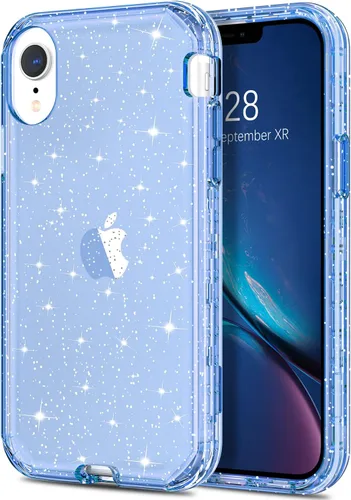 Vista 11 de Hython Compatible con Funda para iPhone XR, Protector Defensor de Cuerpo Completo de Servicio Pesado con Purpurina Brillante Reluciente, Carcasa