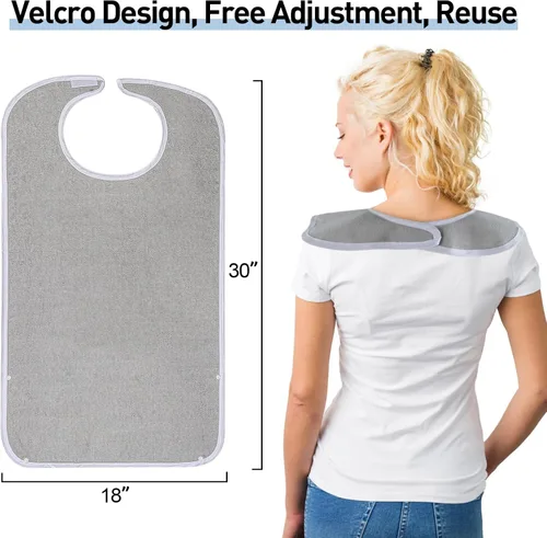 Vista 5 de Pozico Baberos para Adultos para Comer Mujeres/Hombres/Personas Mayores Lavables, Impermeables, Protectores de Ropa y Baberos para Adultos