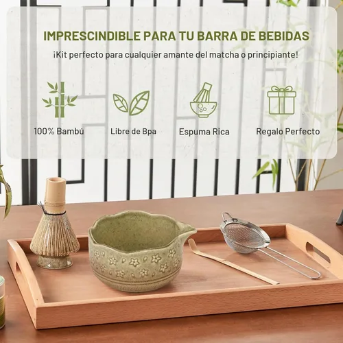 Vista 7 de Juego de 5 batidores de matcha, cuenco de 18 onzas con boquilla, kit de batidores de matcha de ceremonia japonesa, batidor de bambú 100% natural