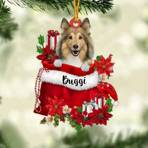 Vista 70 de Perro Akita Inu personalizado en bolsa de regalo, adorno de Navidad, nombre personalizado, regalo para amantes de los perros, familia, Navidad