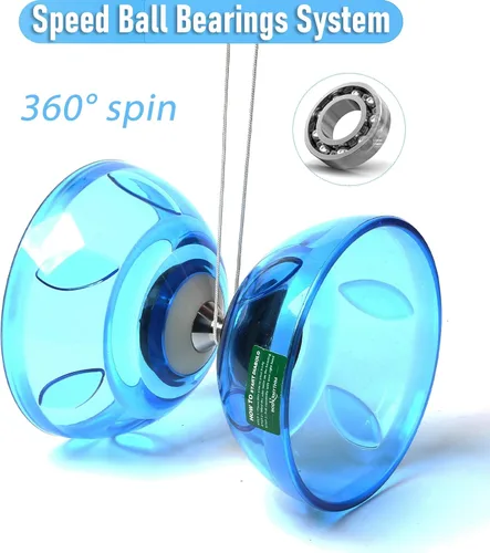 Vista 4 de BodyRhythm - Juego de cinco rodamientos de yoyo chino con varillas de fibra de vidrio, cuerdas ajustables para todas las edades, lo mejor para Azul