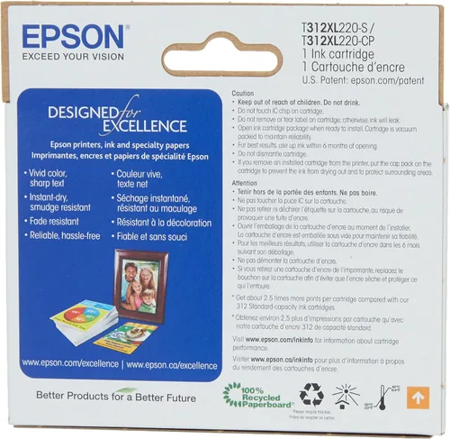 Vista 3 de Epson T312 Claria Photo HD -Tinta Cian de Alta Capacidad -Cartucho y T312 Claria Photo HD -Tinta Magenta de Alta Capacidad -Cartucho y T312 Claria
