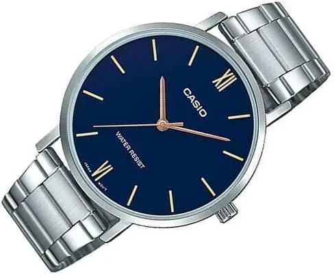 Vista 5 de Casio LTP-VT01D-2B Reloj analógico original para mujer, de acero inoxidable, LTP-VT01, Azul